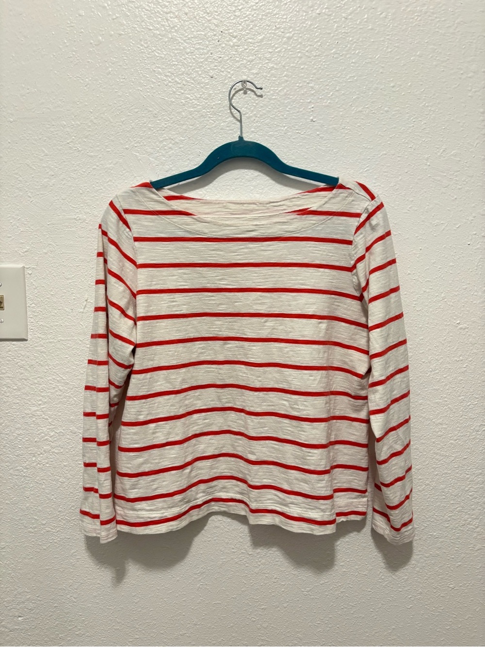 Old Navy Red and White Striped Long-Sleeve Top